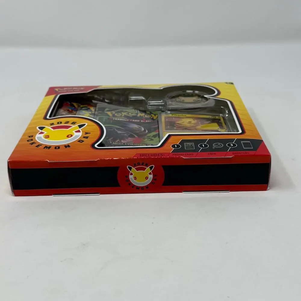 Pokemon TCG Pokemon Day 2026 Collection Box Pikachu Promo Coin 3 Booster Packs